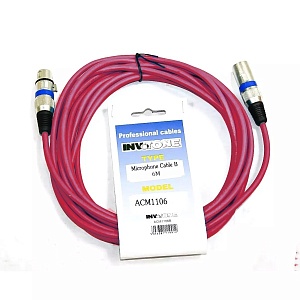 Invotone ACM1103R - Микрофонный кабель, XLR M <-> XLR F длина 3 м (красный)