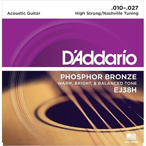 D'ADDARIO EJ38H - струны для акустической гитары, с обмоткой из фосфорной бронзы, 010-027.