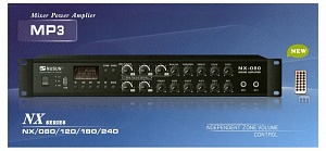 Nusun NX120 микшер-усилитель 3микр+3лин, FM-тюнер, 120W, 70/100V, 4-16 Ом, 100-16kHz, регулир. по зо