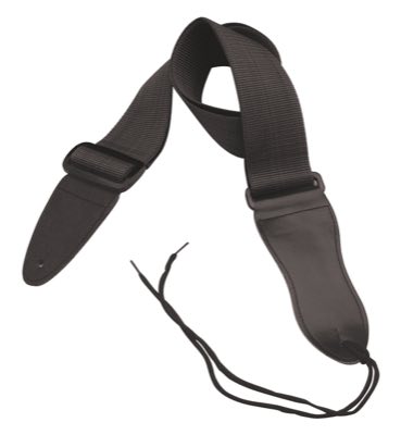 OnStage GSA10BK - ремень для гитары, полипропилен, кожаные концы, 2", черный