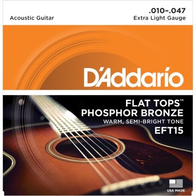 D'Addario EFT15 - струны для ак. гит. фосфор-бронза, полир, Extra Light 10-47*