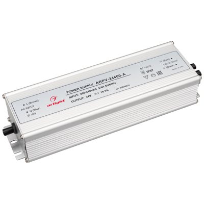 Блок питания ARPV-24400-A (24V, 16.7A, 400W) (ARL, IP67 Металл, 3 года) 
