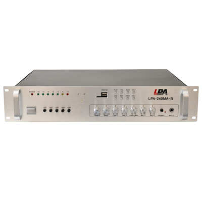 LPA-240MA-B Микшер-усилитель 240 Вт/100 В, 1 микрофонный, 3 линейных входа, PREAMP выход, селектор 5