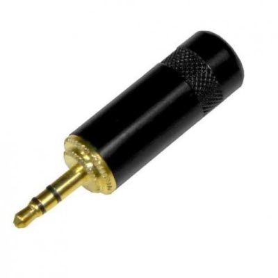 NordFolk NCJ5290 разъем стерео 3,5 мм mini jack под кабель  5-6 мм, металл, черн/позолоч