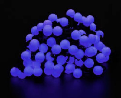 Flesineon LED-PLR-100-15M-240V-B/BL 100 LED цвет синий, белые матовые шарики D2,5см, 15m, черный ка