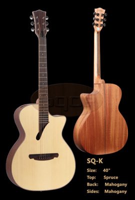 SQOE SQ-K Акустическая гитара 40 "Корпус: Ель Задняя/Боковые стороны: Красное дерево Гриф:Полисандр