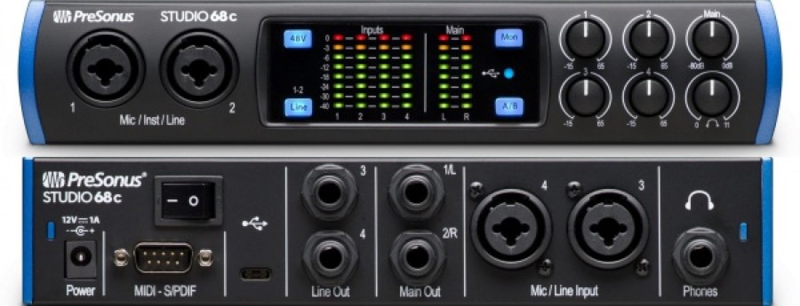 PreSonus Studio 68C аудио/MIDI интерфейс,USB-C 2.0, 6вх/6 вых каналов, предусилители XMAX, до 24 бит