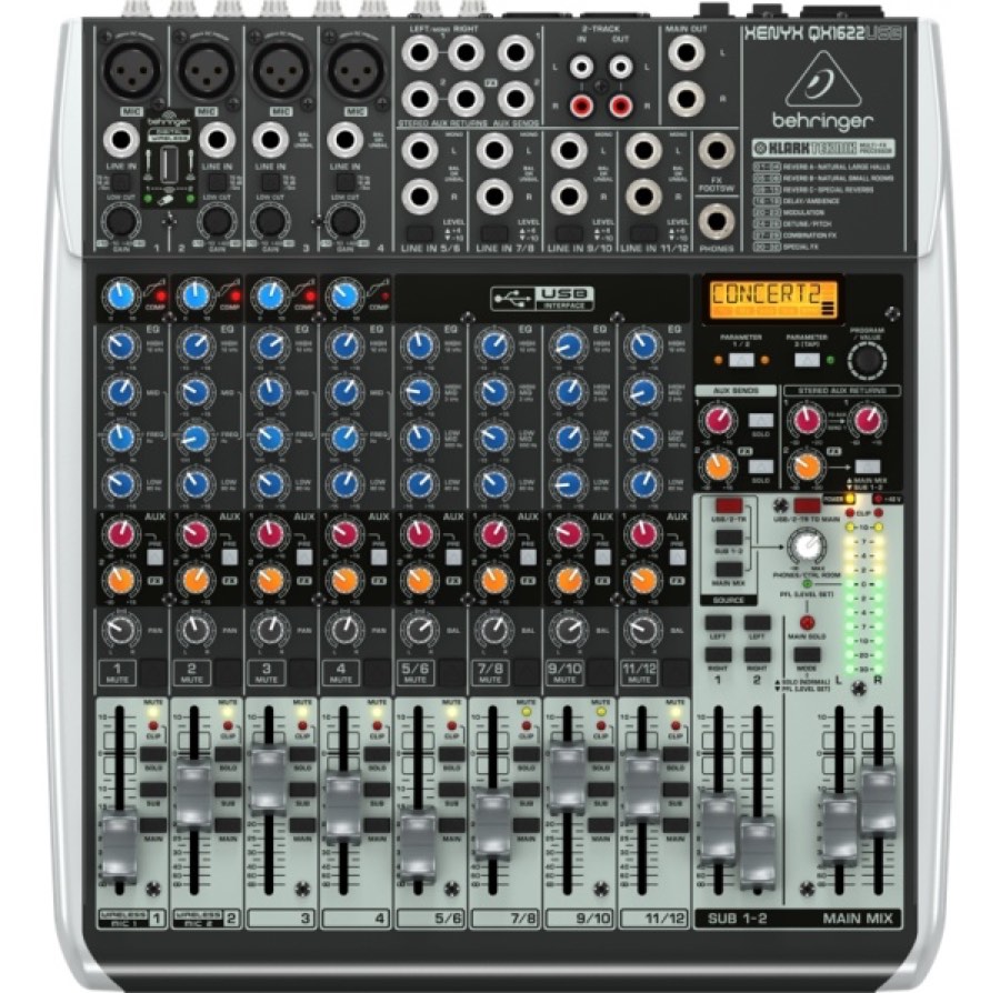 BEHRINGER QX1622USB - микшер, 16 каналов, USB аудио интерфейс, встроенные компрессоры