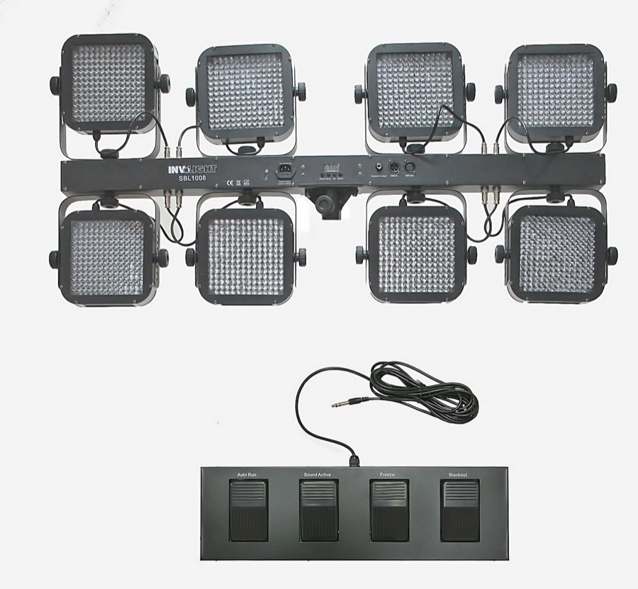 Involight SBL1008 - 8 шт. LEDPAR (8х192 шт. RGB) на перекладине в кейсе+ножной контроллер и стойка