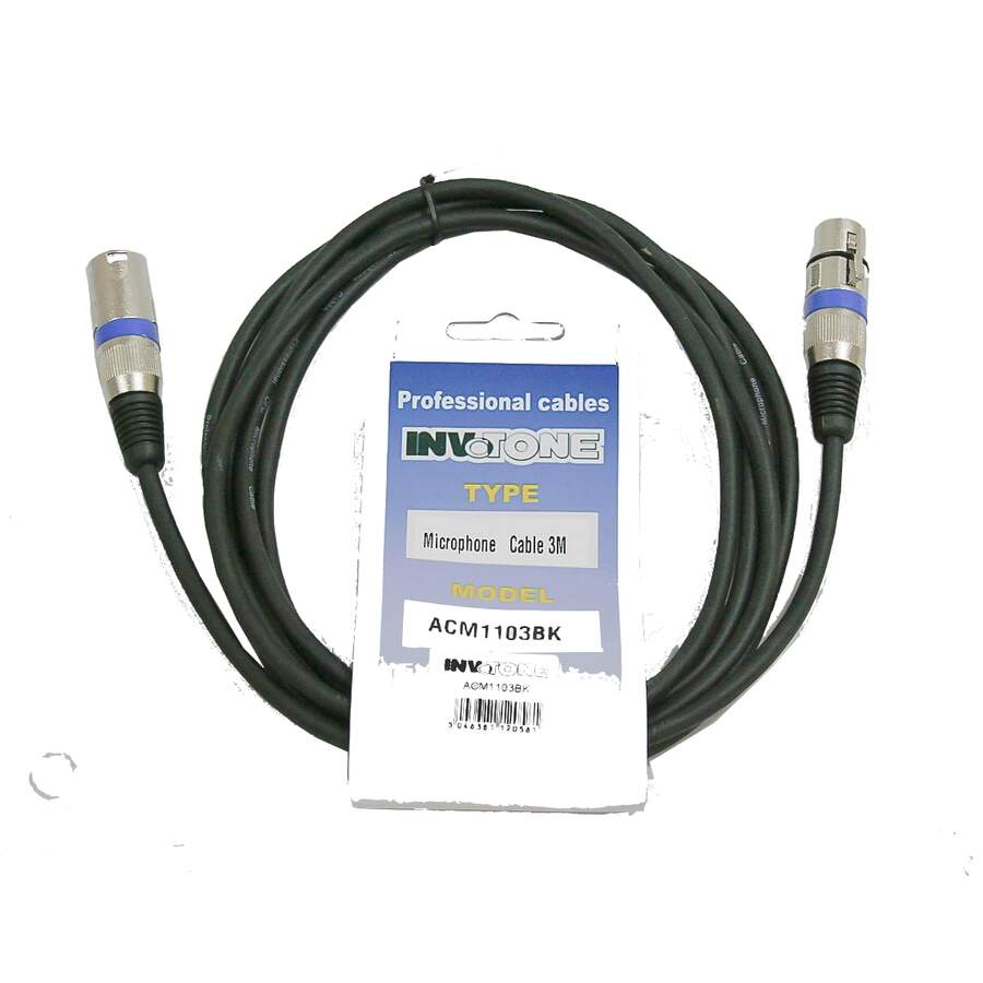 INVOTONE ACM1106/BK - микрофонный кабель, XLR(папа) <-> XLR(мама), длина 6 м (черный)