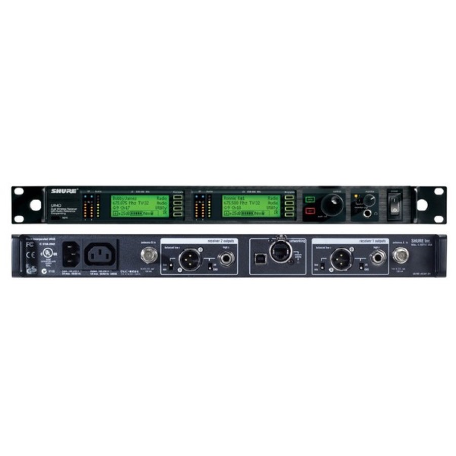Shure UR4D+ J5E 578 - 638 MHz Двухканальный приемник радиосистемы UHF-R с возможностью каскадировани