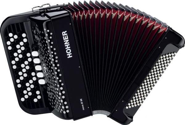 HOHNER NOVA II 72 BLACK кнопочный аккордеон 3/4, двухголосный, в правой клавиатуре - 62 кнопки, 2 ре