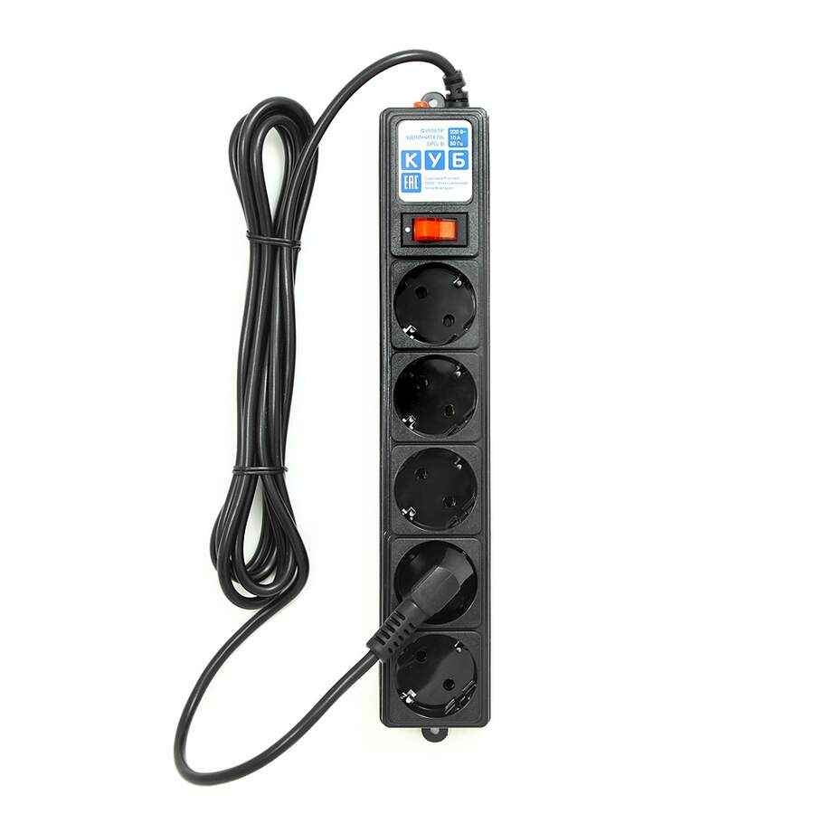 Сетевой фильтр POWERCUBE SPG-B-10-BLACK, 3м, черный