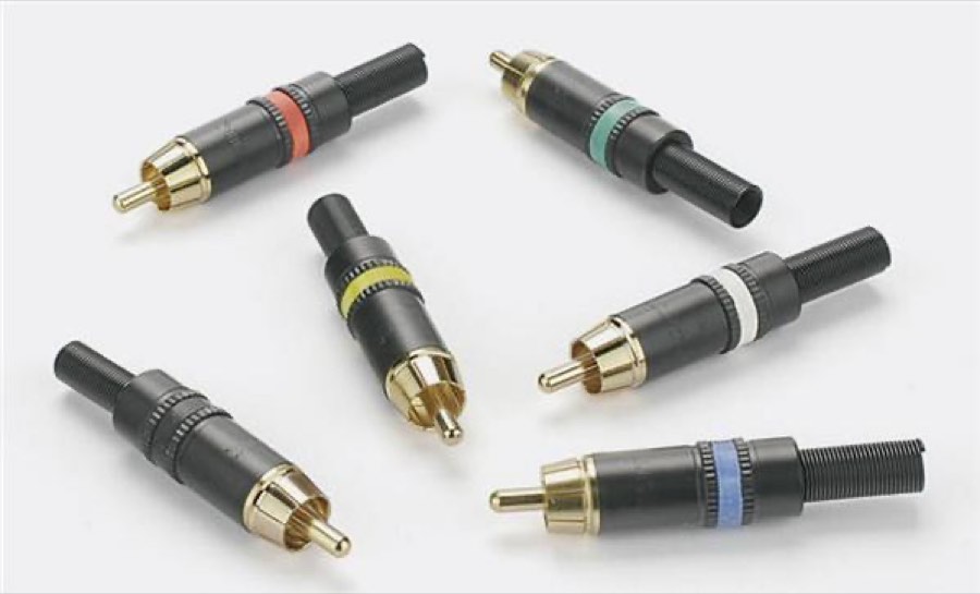 MRR373-RED разъем RCA, phono, кабельный "папа", контакты позолоченные, корпус-черный хром
