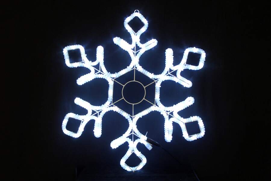 Снежинка из светодиодного дюралайта Белый с мерцан, 79х69см, LED-XM(FR)-2D-CK012-30'-W-F(W)