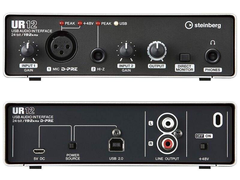 Steinberg UR12 Звуковой USB-интерфейс, 24бит/192кГц, 2in/2out, 1 Mic, 1 Hi-Z