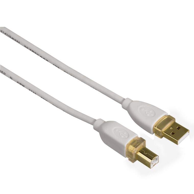 Кабель USB 2.0 AB (m-m) 1,8м белый Hama