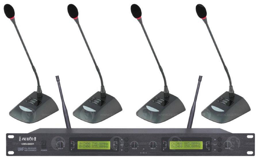 PROAUDIO CWS-840DT - Беспроводная радиосистема с четырьмя настольными микрофонами на гусиной шее