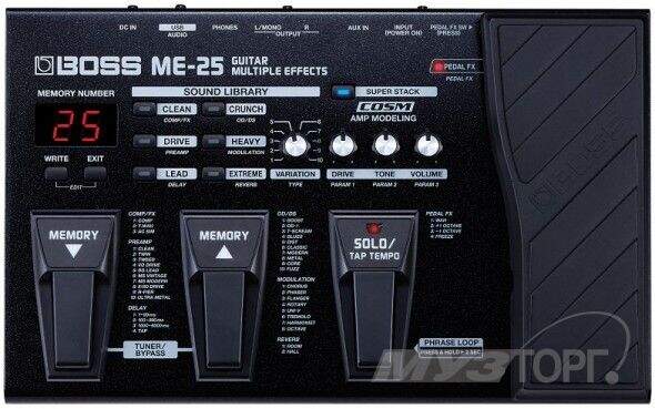 BOSS ME-25 процессор гитарный. Память: 60 пэтчей. 24-bit 44.1 kHz.