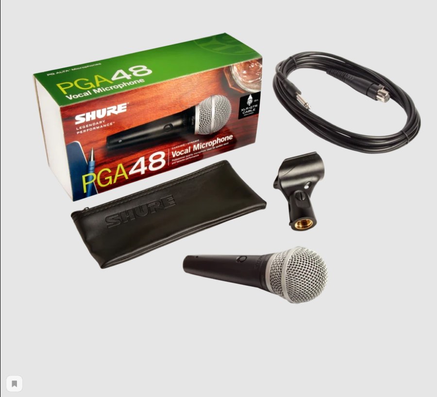 SHURE PGA48-QTR-E кардиоидный вокальный микрофон c выключателем, с кабелем XLR -1/4.