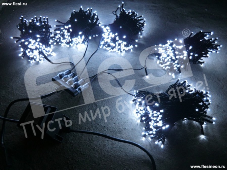 LED-BS-200*5-20M*5-24V-W- Светодиодная гирлянда, 5 лучей по 20м, Белый