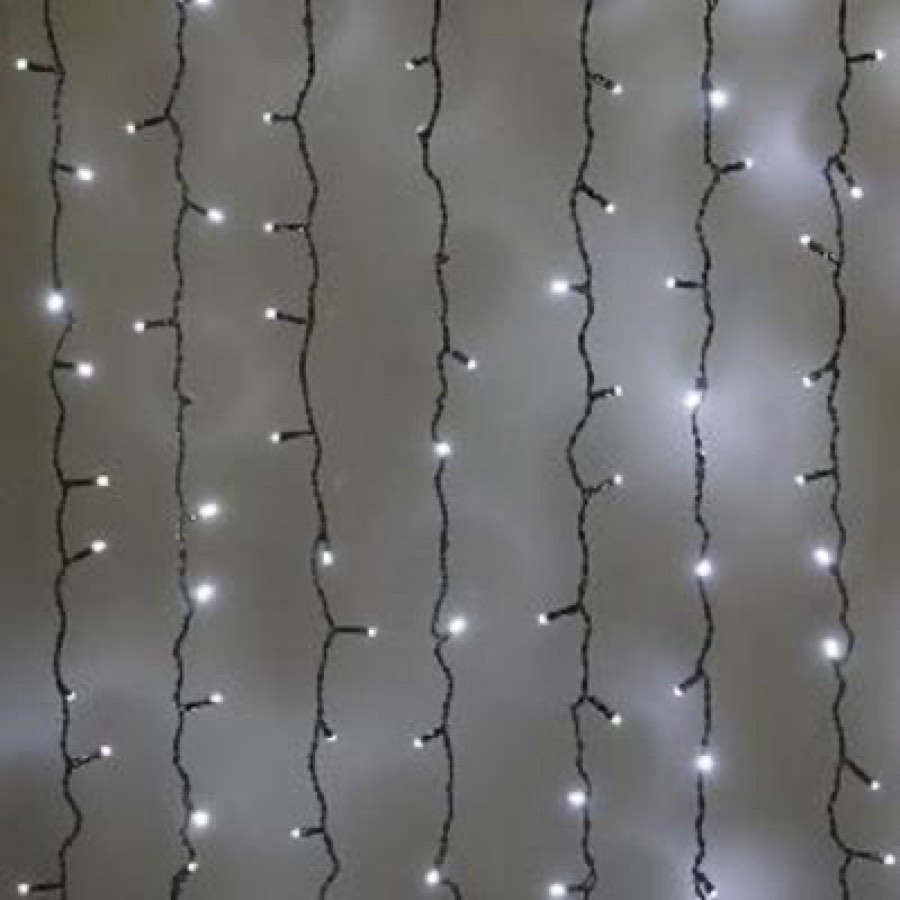 Flesineon LED- PLS-1920-240V-2*1,5М-W/BL-F Led дожди Белые PLS/черный провод