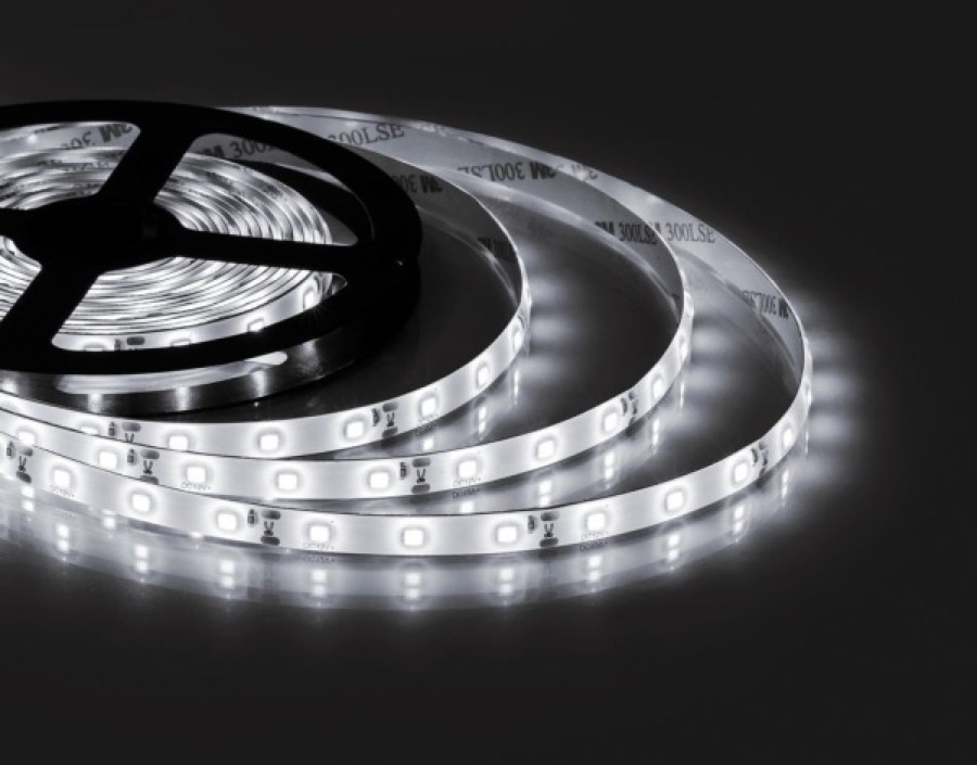 Лента светодиодная SMD3528/60/12V-WT холодный белый/белая основа влаг.