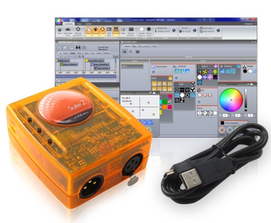 SUNLITE SUITE2-EC - Мини USB/DMX-интерф, 1 DMXout+1DMX I/O+2 комп разъём (CDrom), XP/Vista/Seven