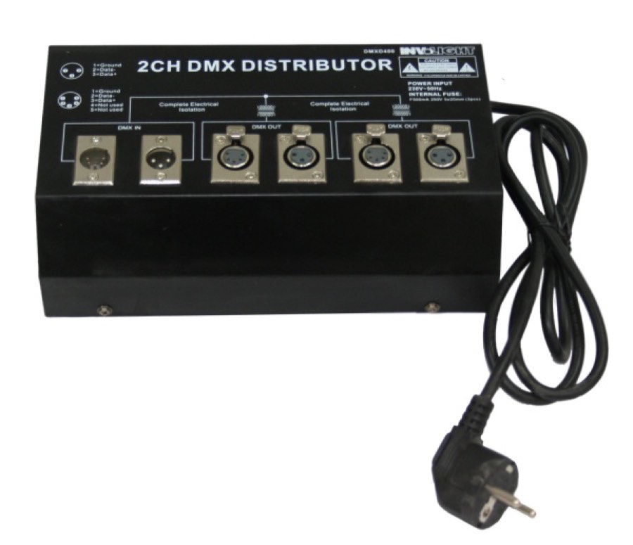Involight DMXD200 - сплиттер DMX сигнала, 1 вход XLR, 2 выхода XLR, гальваническая развязка