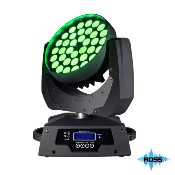 ROSS HIT ZOOM LED RGBW 36x10W - Интеллектуальный прожектор с полным вращением типа Wash.  зум 10°-