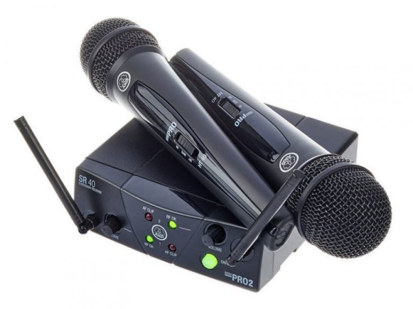 AKG WMS40 Mini2 Vocal Set US25AC вокальная радиосистема с приёмником SR40 Mini Dual и двумя ручными 