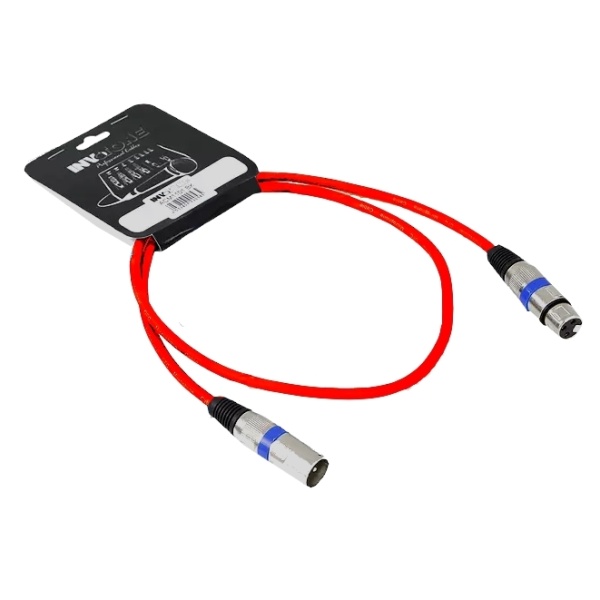 Invotone ACM1101R - Микрофонный кабель, XLR F <-> XLR M длина 1 м (красный)